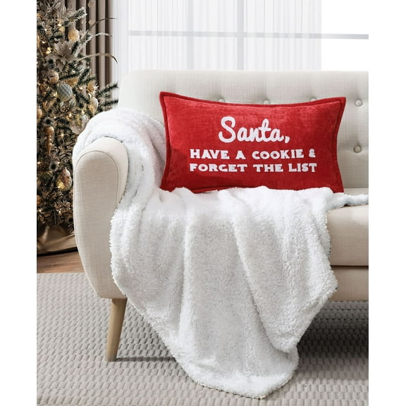 Lacourte Santa Cookie List Decorative Pillow, 14″ x 24″, Red