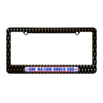 One Nation Under God - USA American Pride License Plate Tag Frame - Christian Cross Design