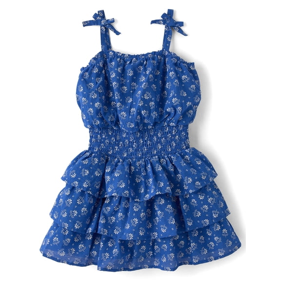 The Children's Place Girls Sleeveless Floral Smocked Flounce Dress, Sizes XS-XXL
