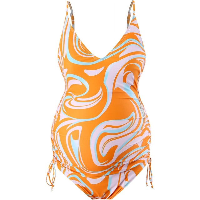 QWQJ Maillot de Bain Maternité Col en V Monokini Dos Nu à Bretelles