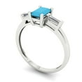thumbnail image 2 of 0.8 ctw 3 Stone Anniversary Ring for Women | Emerald Cut Simulated Turquoise | Hyperallergenic Solid 14K White Gold, 2 of 5