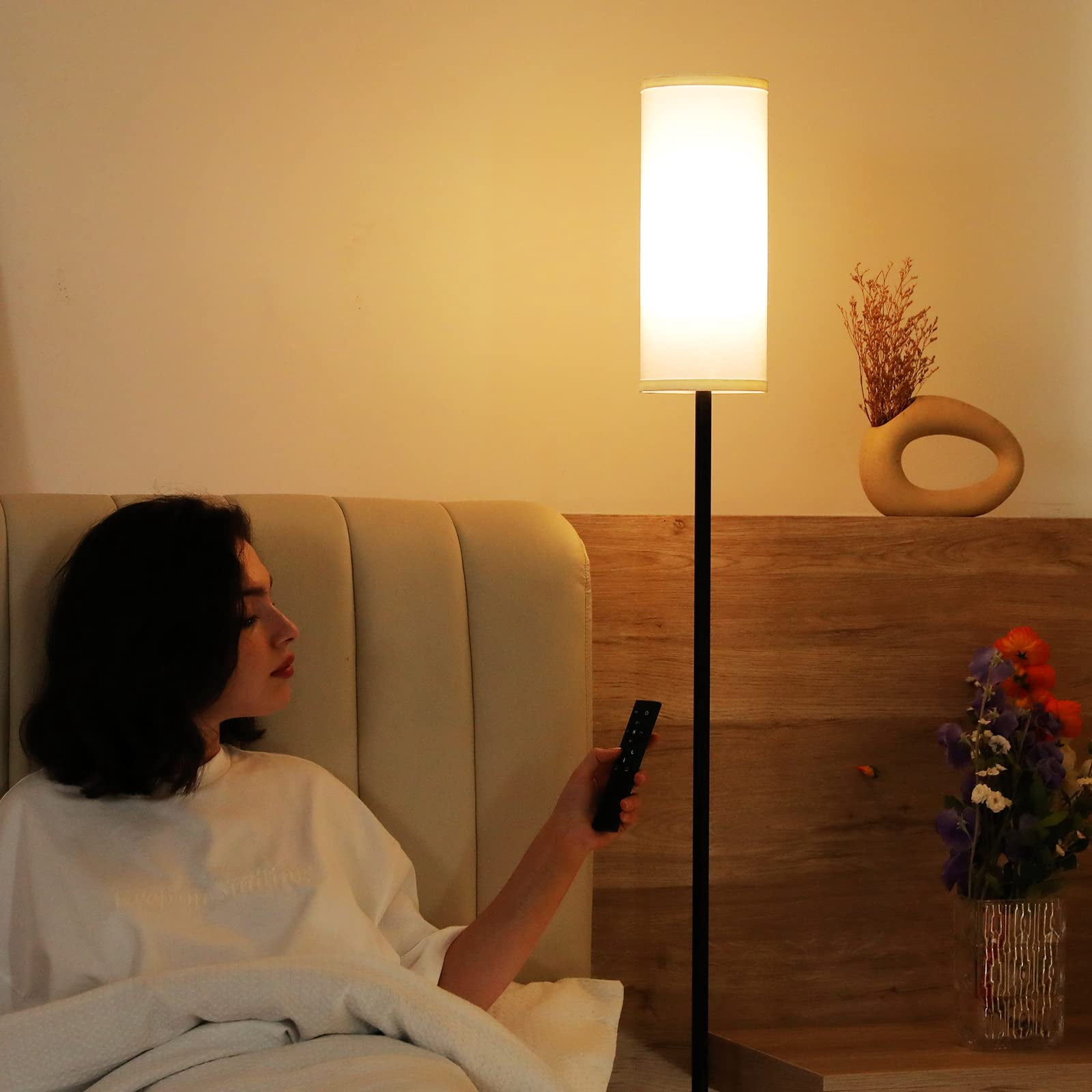 Floor Lamps For Living Room  64" Modern Lamp With Remote Control And Stepless Dimmable Colors Temperature & Brightness Standing Bedroom Office 9w Bulb Included