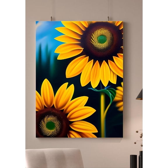 Sunny Skies Ahead - Blooming Sunflower Canvas Wall Art