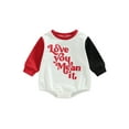 thumbnail image 1 of Faithtur Bébé Garçons Filles Tombent Romper, Manches Longues Col Rond Lettre Impression Contraste Couleur Body, 1 of 8