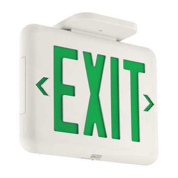 Exit Sign, White, 1 or 2 Face(s), LED, Universal Mount, Not Battery Powered