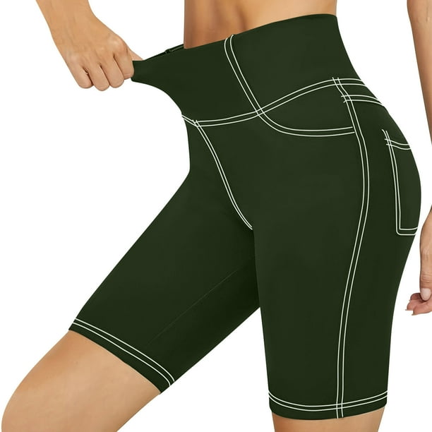Pantalones de Yoga con Bolsillos Traseros para Mujeres Pantalones Cortos Elásticos de Secado de Color Sólido, Pantalones Cortos de Yoga de Fitness Y Deportes