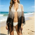 thumbnail image 2 of Hesxuno Mesh Summer Cardigans for Women Longline Beach Open Front Cover Up Fringe Boho Casual Kimono Cardigan Swimwear Bikini Coverup Black Free Size, 2 of 7