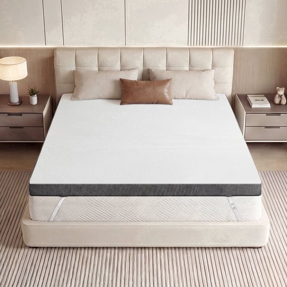 3 Inch Gel Memory Foam Mattress Topper TwinXL,Thick Mattress,Cooling Mattress Topper with Removable Washable Bamboo Cover,Reversible,CertiPUR-US Certified,Non-Slip Straps & Bottom