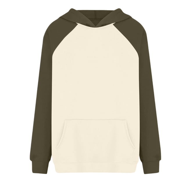 Fgnfyis Chandails à Capuchon Surdimensionnés pour Femmes, Chandail Molletonné à Enfiler pour Adolescentes, Manches Raglan, Chandail à Capuchon avec Poche et Imprimé, Vert Armée, m