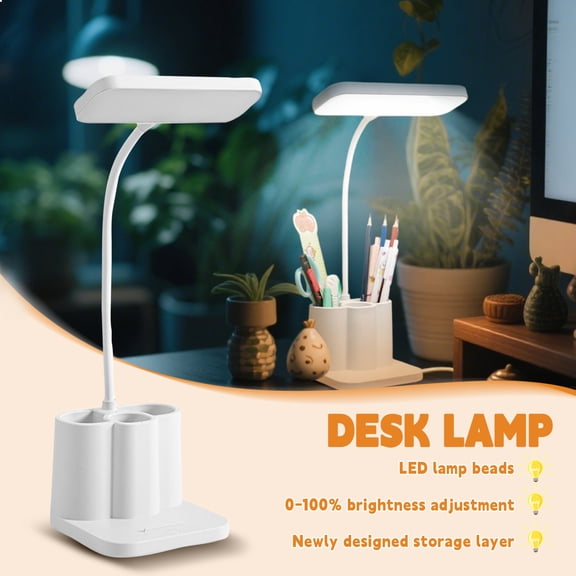 Desk Lamp, College Dormitory Dimming Led Desk Lamp With Remote Control, Multiple Lighting Modes, Timer, Pen Holder, Adjustable Neck Small Desk Lamp With Usb Cable For Teens Study