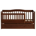 thumbnail image 2 of Pine Toddler Bed with Safety Side Rails & Bottom Drawer, Timeless Design for Nursery/Kid's Bedroom, 2 of 13