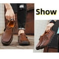 thumbnail image 5 of Men's Casual Leather Shoes Loafers Slip Walking Comfortable Breathable Driving Lightweight Men Oxford Slip-On Shoes Brown 10.5 US, 5 of 7