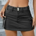 thumbnail image 5 of Mohiass Low Waist Cargo Skirt Women Button Mini Cargo Denim Skirt with Pocket Mini Skirt Gray L, 5 of 5