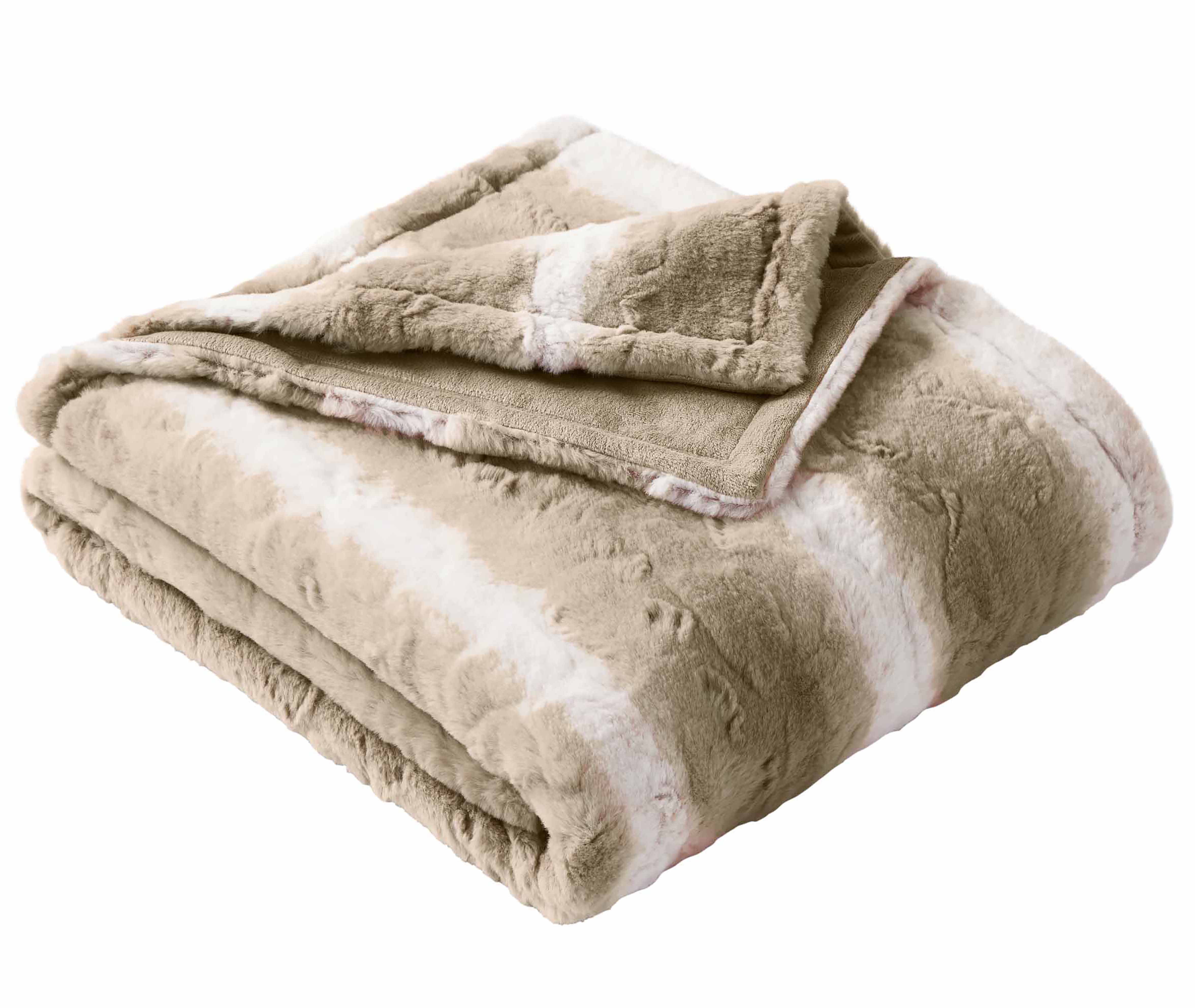 Better Homes & Gardens Almond Biscuit Ombre Faux Fur Throw, 50"x72"