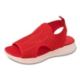 thumbnail image 2 of EliteGoogv Womens Mesh Sandals Open Toe Slip On Flat Summer Beach Shoes Sandals For Women Comfortable Walking Shoes Womens Sandals Red US :9.5, 2 of 8