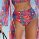 thumbnail image 5 of Trajes de Baño de Bikini de Mujer con Correas Impresas V Sexy Split Set de Tres Piezas, Diseño de Corte Alto para la Piscina de Playa Y las Vacaciones de Verano, 5 of 9
