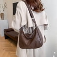 thumbnail image 1 of Bolso de hombro casual para mujer | Bolso de mano de cuero PU Bandolera bandolera | Correa ajustable | Se adapta al teléfono, la billetera y las gafas de sol | 28x20x10cm | Café Marrón Negro, 1 of 6