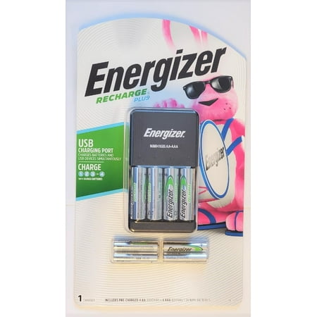 Energizer Recharge Plus USB Charger for NiMH Rechargeable 4-AA & 4-AAA Batteries
