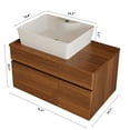 thumbnail image 6 of 31.5" Wall Mounted Bathroom Vanity with Sink, Modern Floating Bathroom Cabinet with 1 Soft-Close Drawer and 2 Storage Cabinets, Wood Hanging Bath Room Cabinet, Walnut, 6 of 6