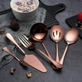 thumbnail image 3 of 6-Piece Copper Serving Flatware Silverware Set,Stainless Steel Serving Utensil Set,Include Cake Server, Slotted Serving Spoon, Serving Spoon, Cold Meat Fork, Butter Knife, Soup Ladle, 3 of 7