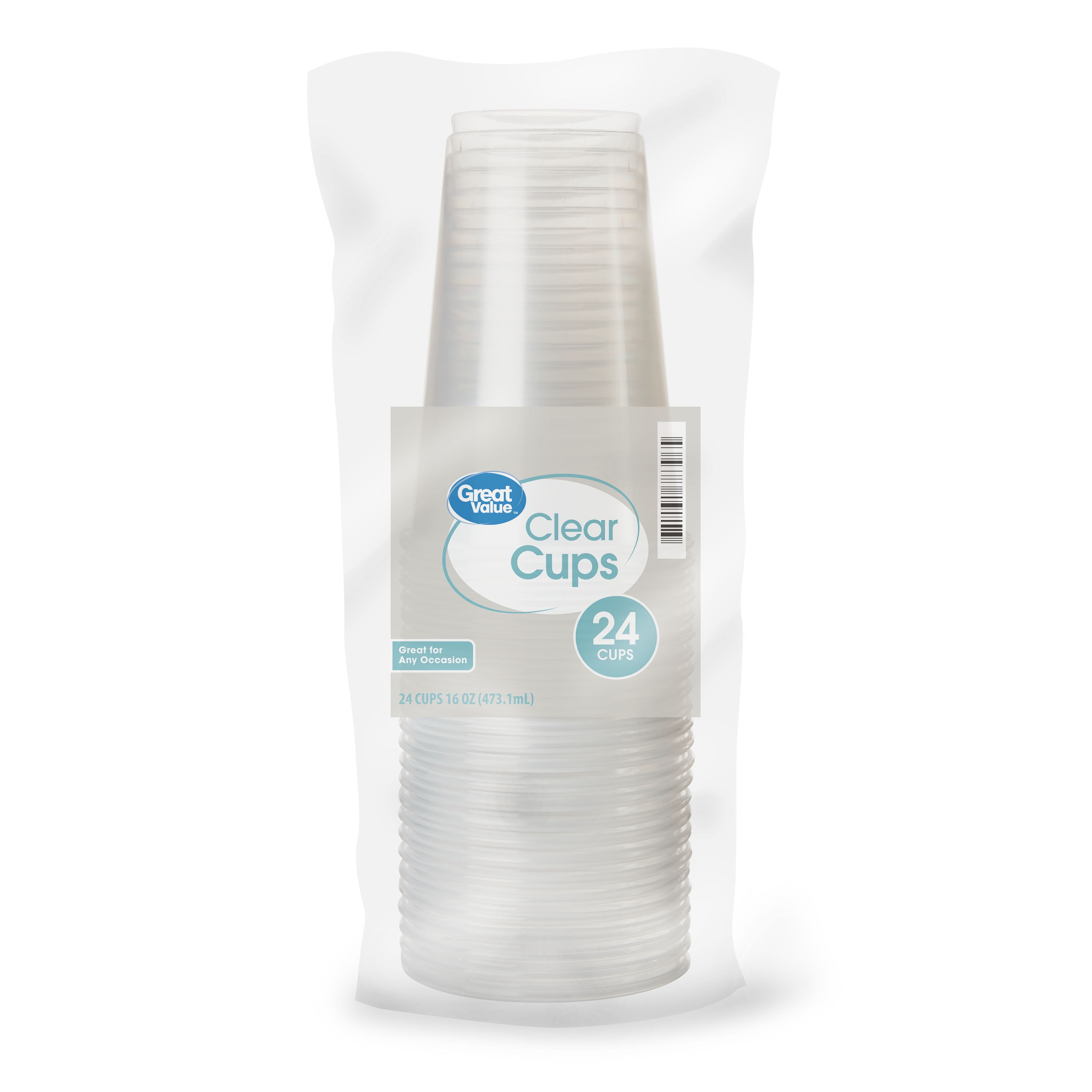 Great Value Clear Plastic Cups, 24 Count