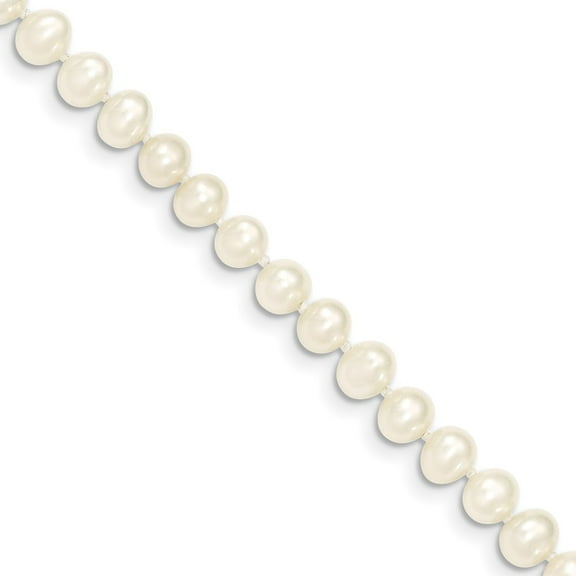 14K Yellow Gold Pearl Chain Necklace 5-6 mm White Near Round Freshwater Cultured 12 inch 5.5
