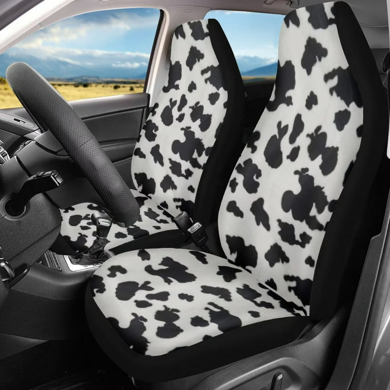 FKELYI Cow Print Front Car Seat Covers for Auto Set of 2 Accessories,Breathable  Driver Seat Covers for Women & Men,Universal Fit Cars Vans Trucks SUVs,Four  Seasons Use 