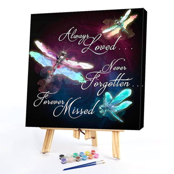 Kit de pintura al óleo con texto de libélula sin marco por números, arte de pared pintado a mano Likrtyny decoración de arte