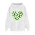 thumbnail image 1 of Plebaso Sweatshirts à Capuche pour Femmes pour la Saint-Patrick, Manches Longues, Imprimé Trèfle, 1 of 5