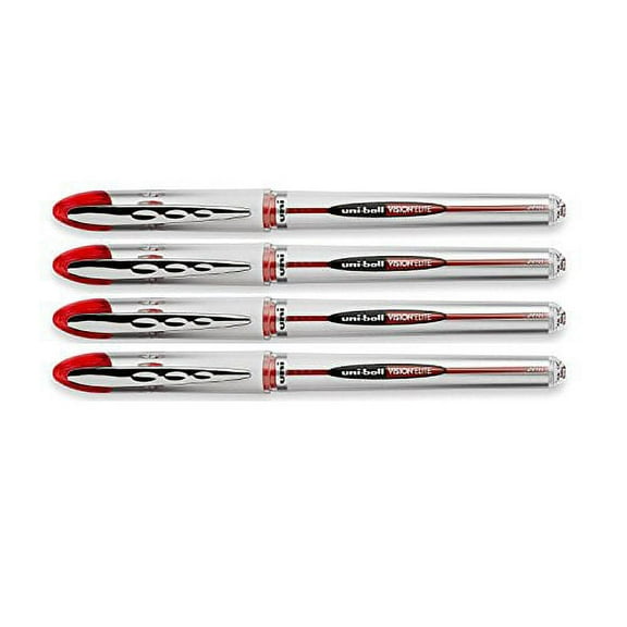 uniball Vision Elite Roller Ball Stick Pen, Red Bold 4 Pens Per Order 69023