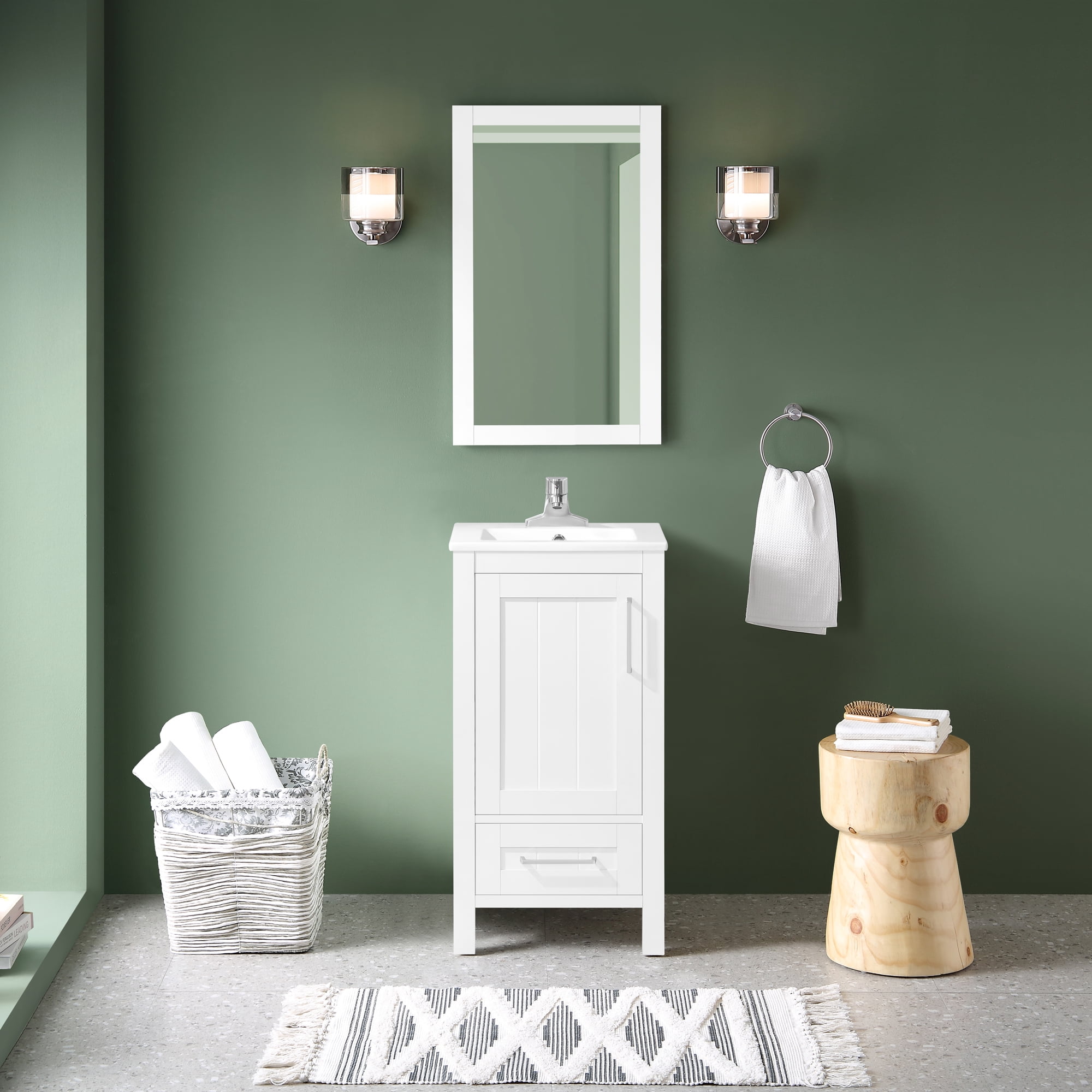 Ove Decors Kansas 18 W x 16" D Freestanding Bathroom Vanity with Sink, Pure White