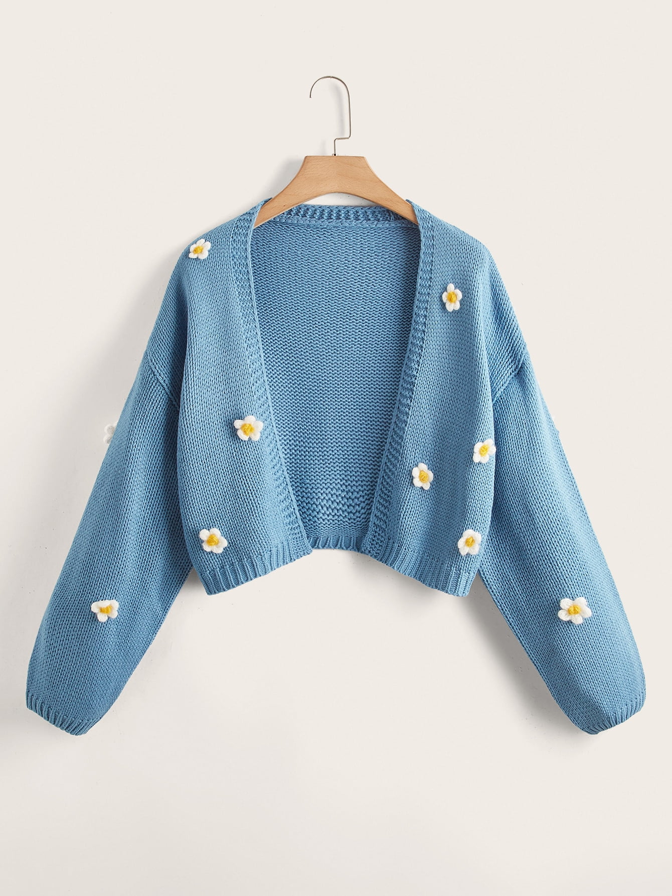 floral drop shoulder button front cardigan
