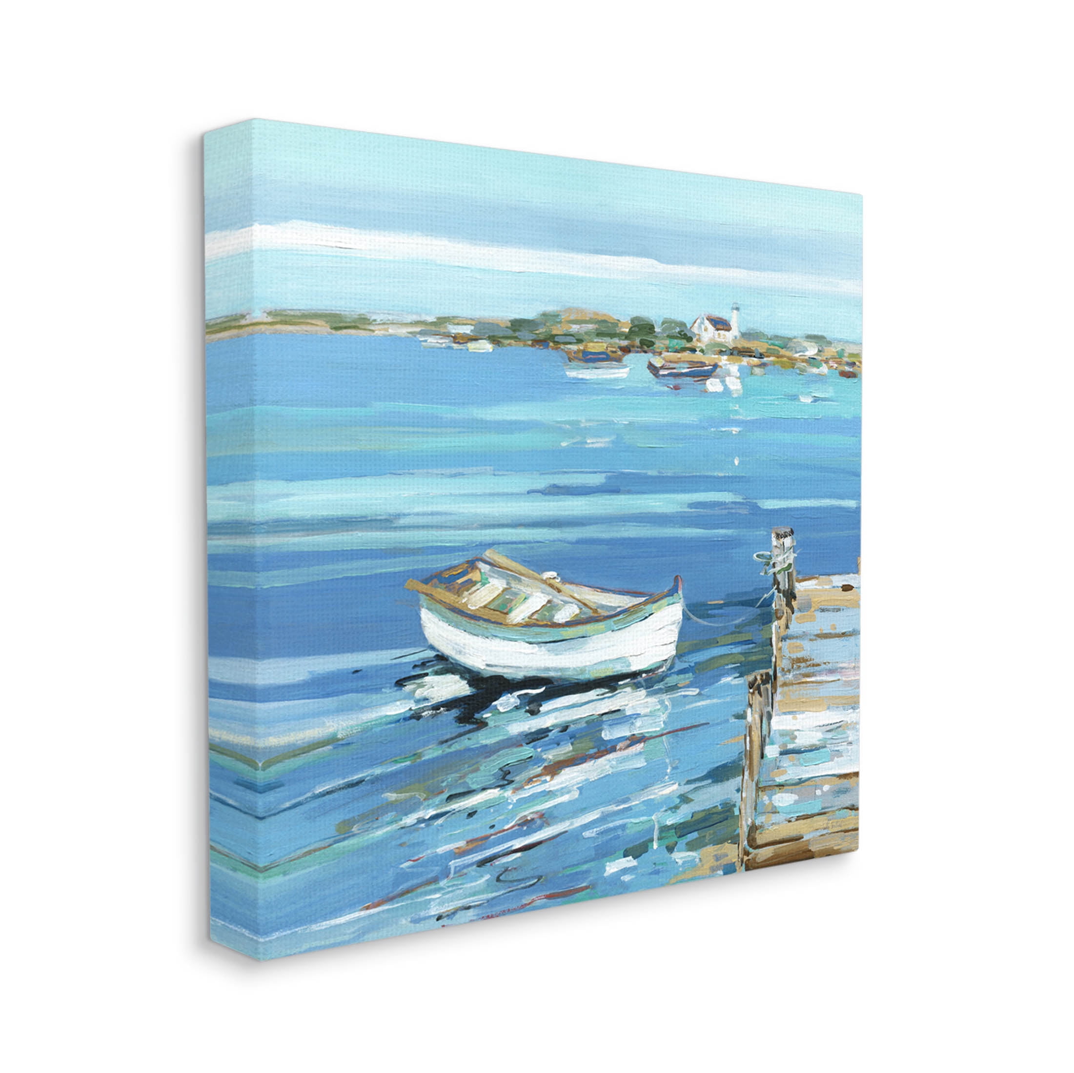 Stupell Industries Docked Dinghy Lake Scenery Painting Gallery Wrapped Canvas Print Wall Art, Design by Sally Swatland