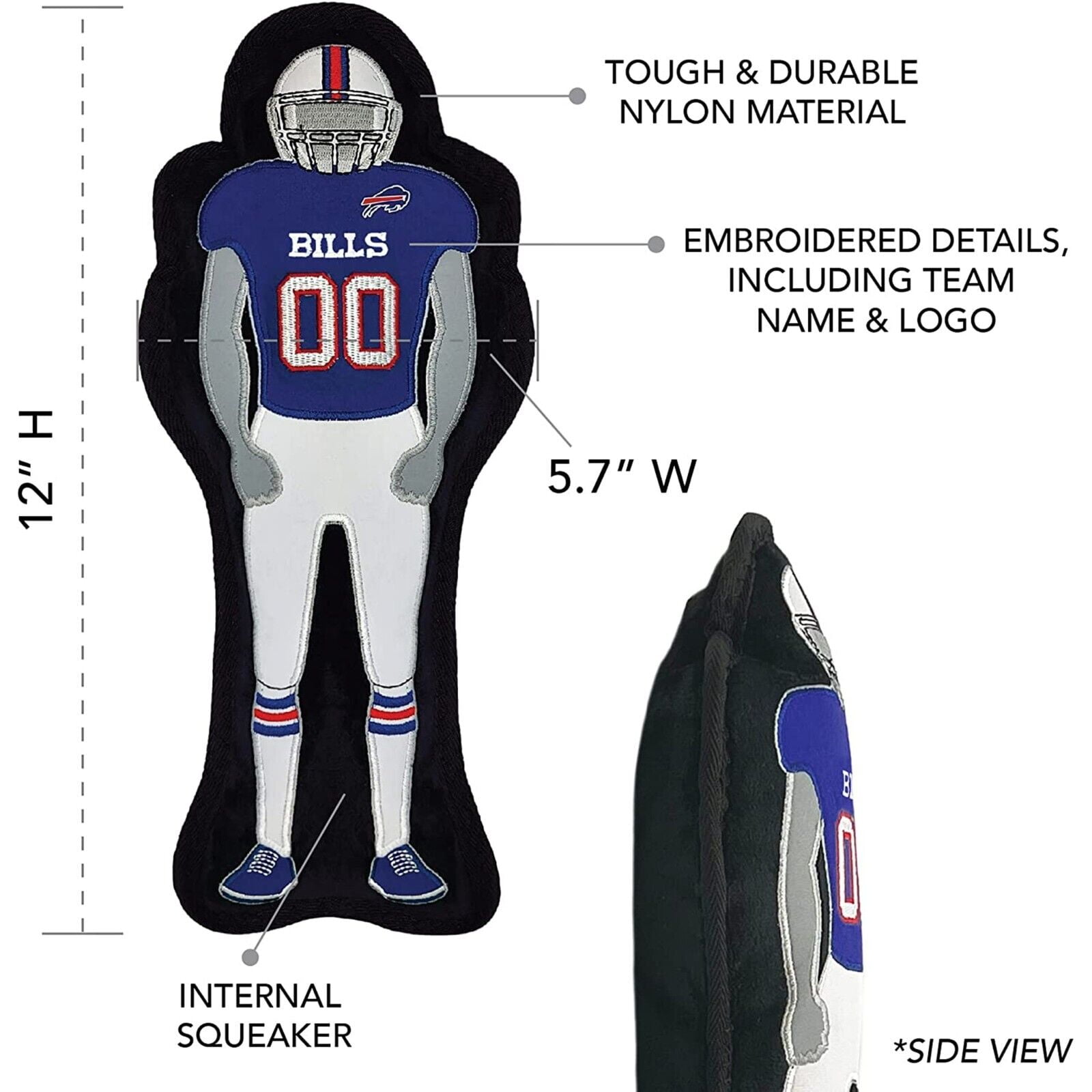 NFL Buffalo Bills Athletes Player Pet Dog Toy Premium Quality with Built-in Squeaker Chew Toy