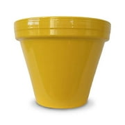 Ceramo 173736 6.5 x 5.5 in. Powder Coated Ceramic Standard Planter, Yellow - Pack of 10