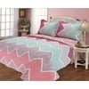 "All for You 3pc Reversible Quilt Set, Bedspread, and Coverlet with Flower Prints-4 different sizes-Multiple Color Prints ( full/queen 86""x 86"" with standard pillow shams)"