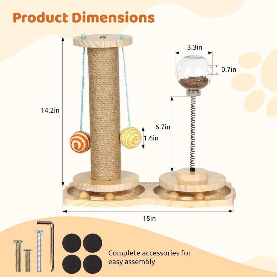 AmgoCat Scratching Post & Interactive Cat Toy Ball with 0.7 Inch Feeding Hole