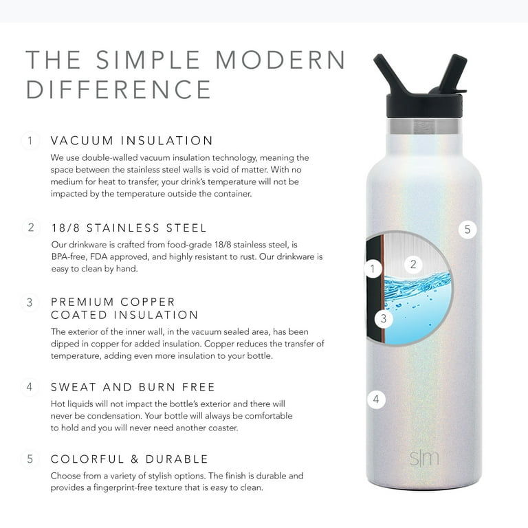 Simple Modern Stainless Steel Shaker Bottle with Ball 24oz