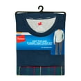 thumbnail image 2 of Hanes Mens Flannel Sleep Set, Long Sleeve Top with Plaid Printed Pajama Pants, Blue, 2 of 7