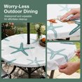thumbnail image 5 of Round Outdoor Tablecloth with Umbrella Hole and Zipper, Teal Starfish Coastal Tablecloth with Elastic Waterproof, Summer Beach Ocean Patio Table Covers for 31" - 35" Picnic Pool Tables, 5 of 9