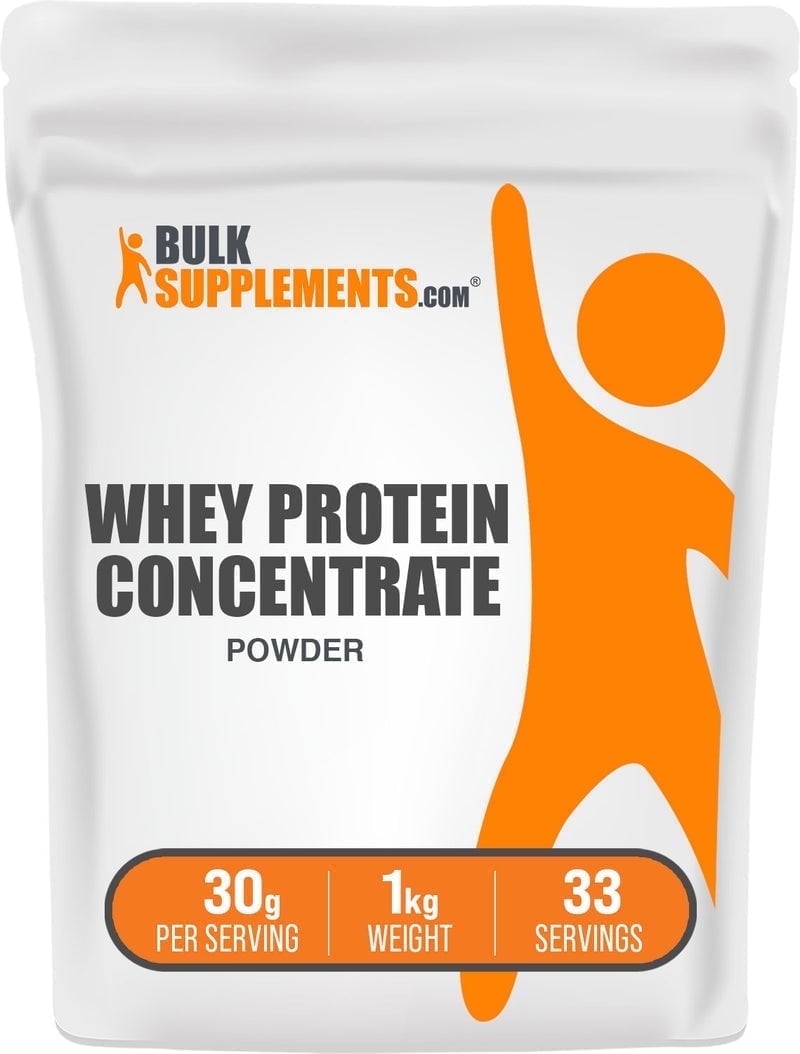 BulkSupplements Whey Protein Concentrate Powder - 80%, Unflavored, 30g Per Serving - 1 Kilogram (2.2 lbs) - 33 Servings
