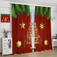 thumbnail image 5 of Christmas Curtains Winter Red Green Striped Plaid Red Fruit Snowflake Window Treatments for Bedroom Kitchen Living Room Cafe Home Drapes 2 Panels Rod Pocket 84x84 Inch, 5 of 8