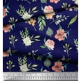 thumbnail image 3 of Soimoi Blue Cotton Poplin Fabric Rose Flower Watercolor Printed Craft Fabric by the Yard 42 Inch Wide, 3 of 3