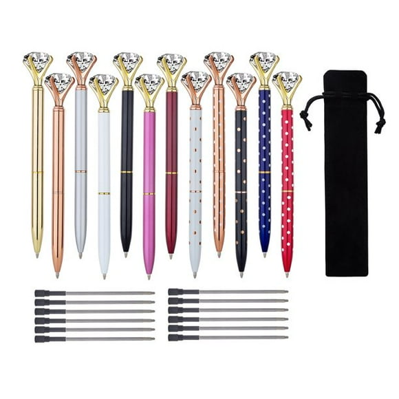 MSTOKIN Bling Crystal Diamond Pen Metal Ballpoint Pens Cute Pens for Women Girls 12 color pack