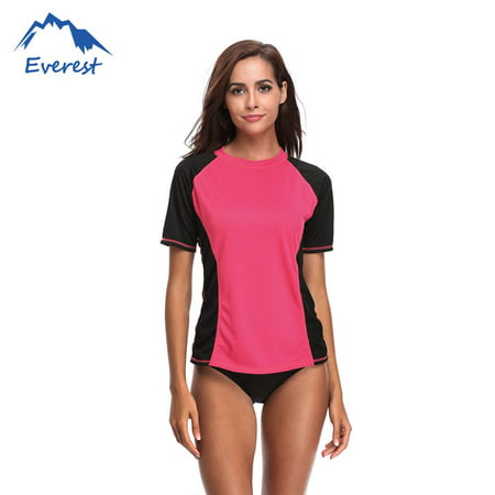Reactionnx Swimwear Shirt Beachwear Women's Rash Guard Short Sleeve Rashguard Sun Protection Shirt,