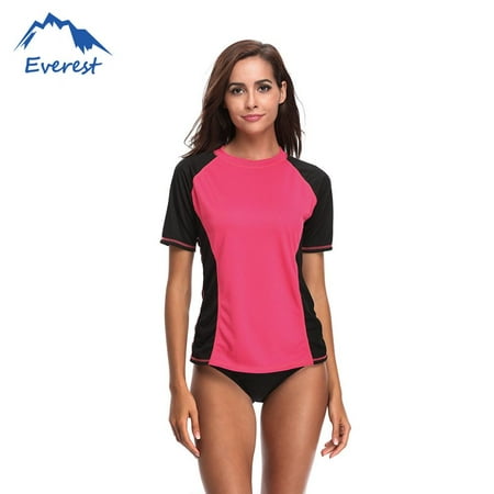 Oneill Rash Guard Shirts Reactionnx Swimwear Shirt Beachwear Women's Rash Guard Short Sleeve Rashguard Sun Protection Shirt, Red ()