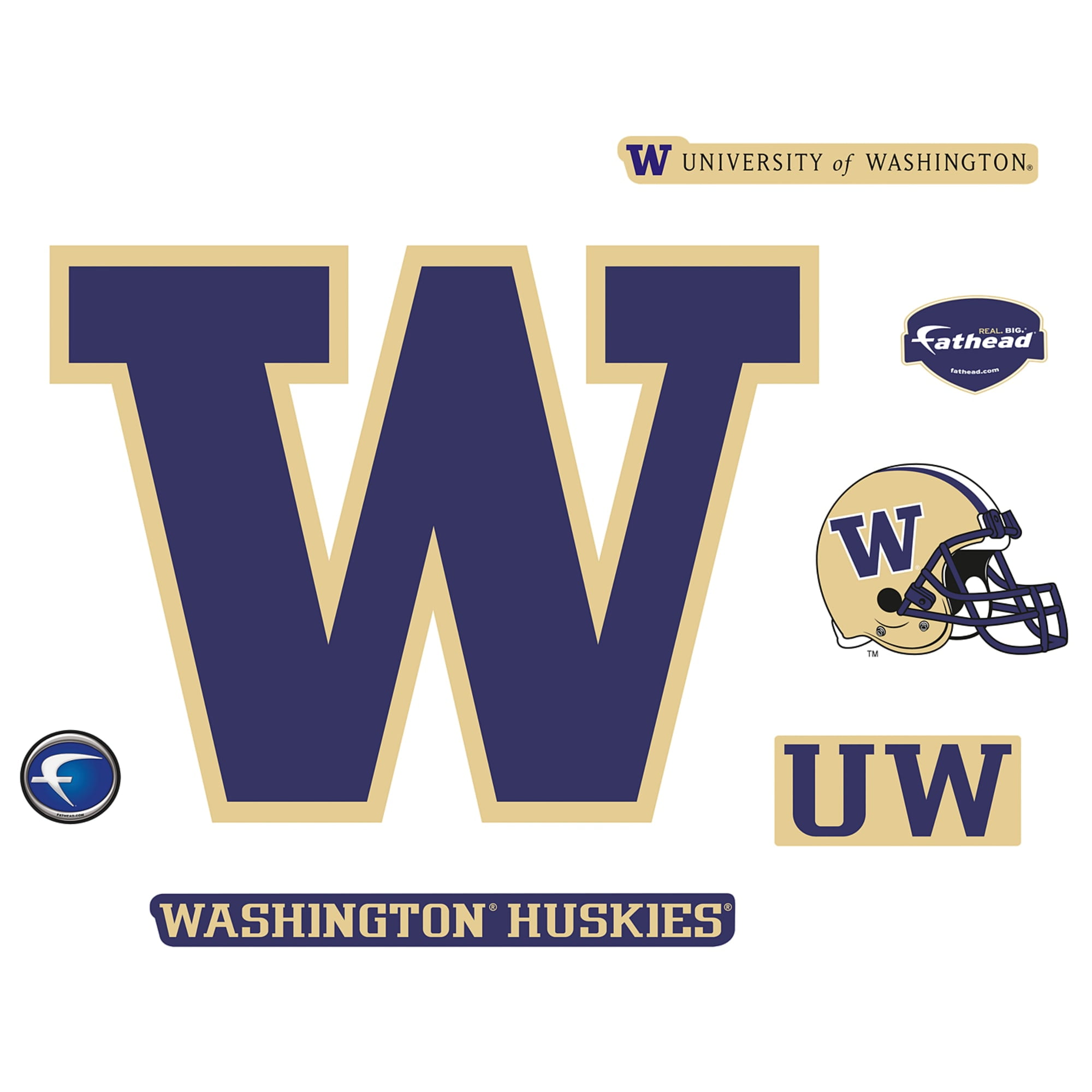 Washington Huskies Combo Logo Vinyl Decal Sticker UW