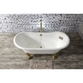 thumbnail image 2 of Aqua Eden VCTNDS6731NL2 67-Inch Cast Iron Oval Double Slipper Clawfoot Tub (No Faucet Drillings) in White/Polished Brass, 2 of 7