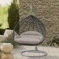 thumbnail image 4 of LeisureMod Hanging Swing Chair Two-Person Seater Egg Chair Grey Frame in Teardrop Design with Armrest Removable Zippered Washable Polyester Cushion Cover for Indoor and Patio Recluse Collection, 4 of 10