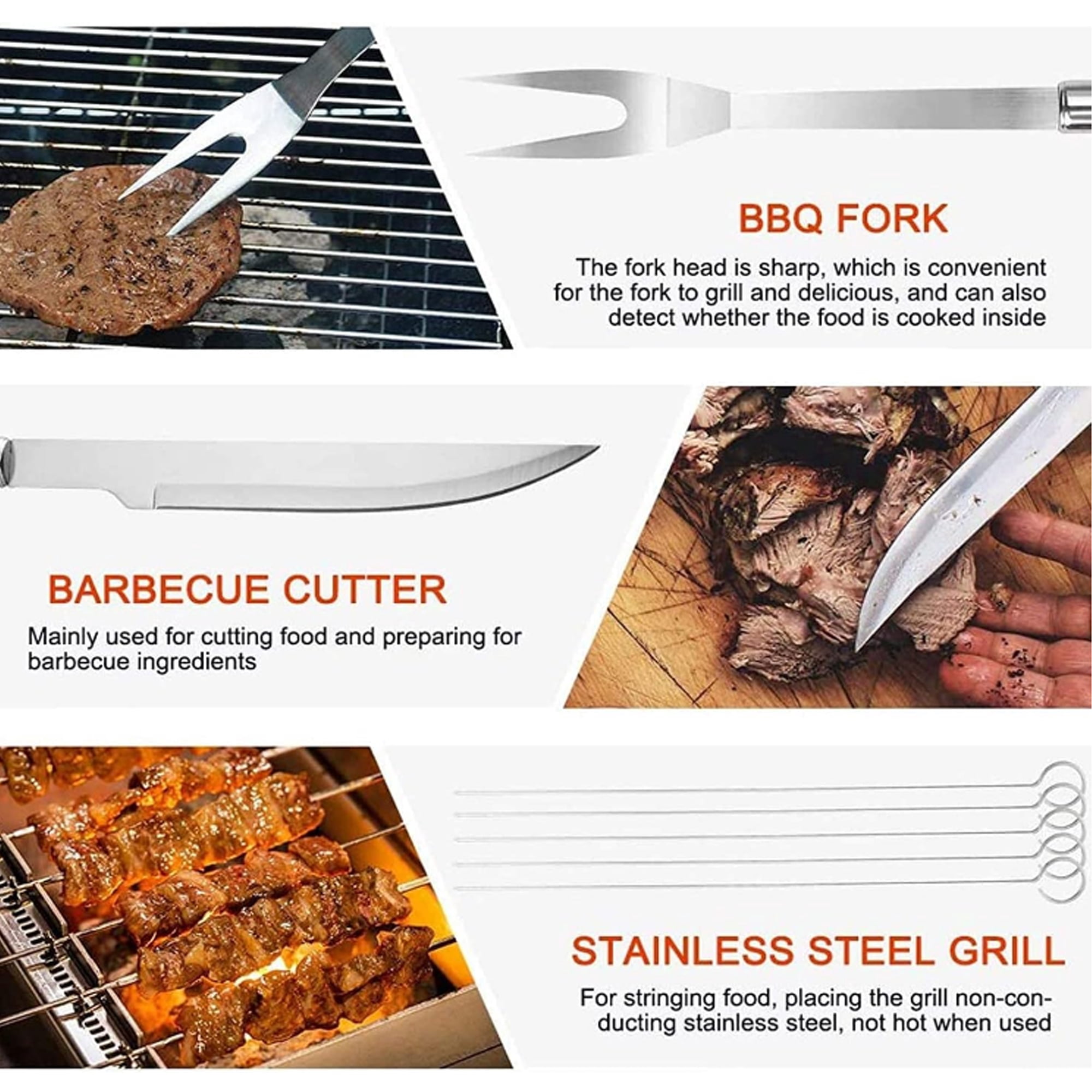 Grilling Accessories, 33 PCS Stainless Steel BBQ Tools Set with Storage Bag, Portable Grilling and Camping Accessories for Outdoor Cooking